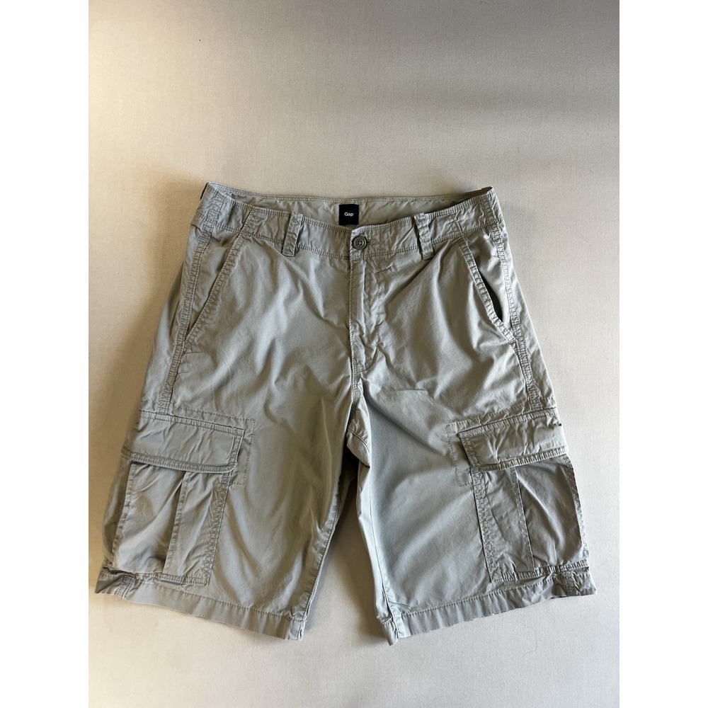 Gap Mens Cargo Shorts Size 30 Light Gray Khaki Cotton Twill Utility Casual 32W